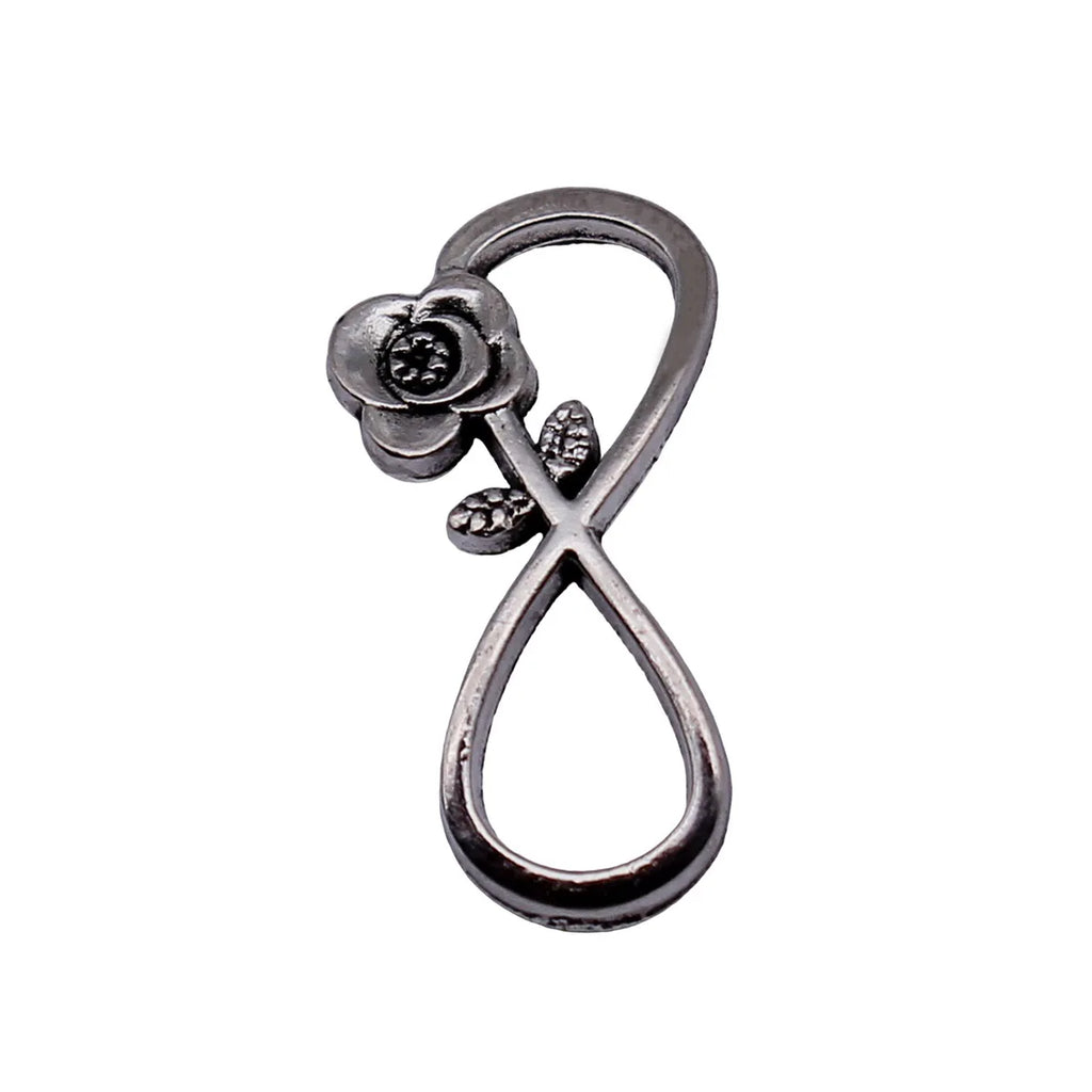 20x10mm 0.66g Antique Silver Zinc Alloy Flower Infinity Symbol Connector Charm for DIY Bracelet Making