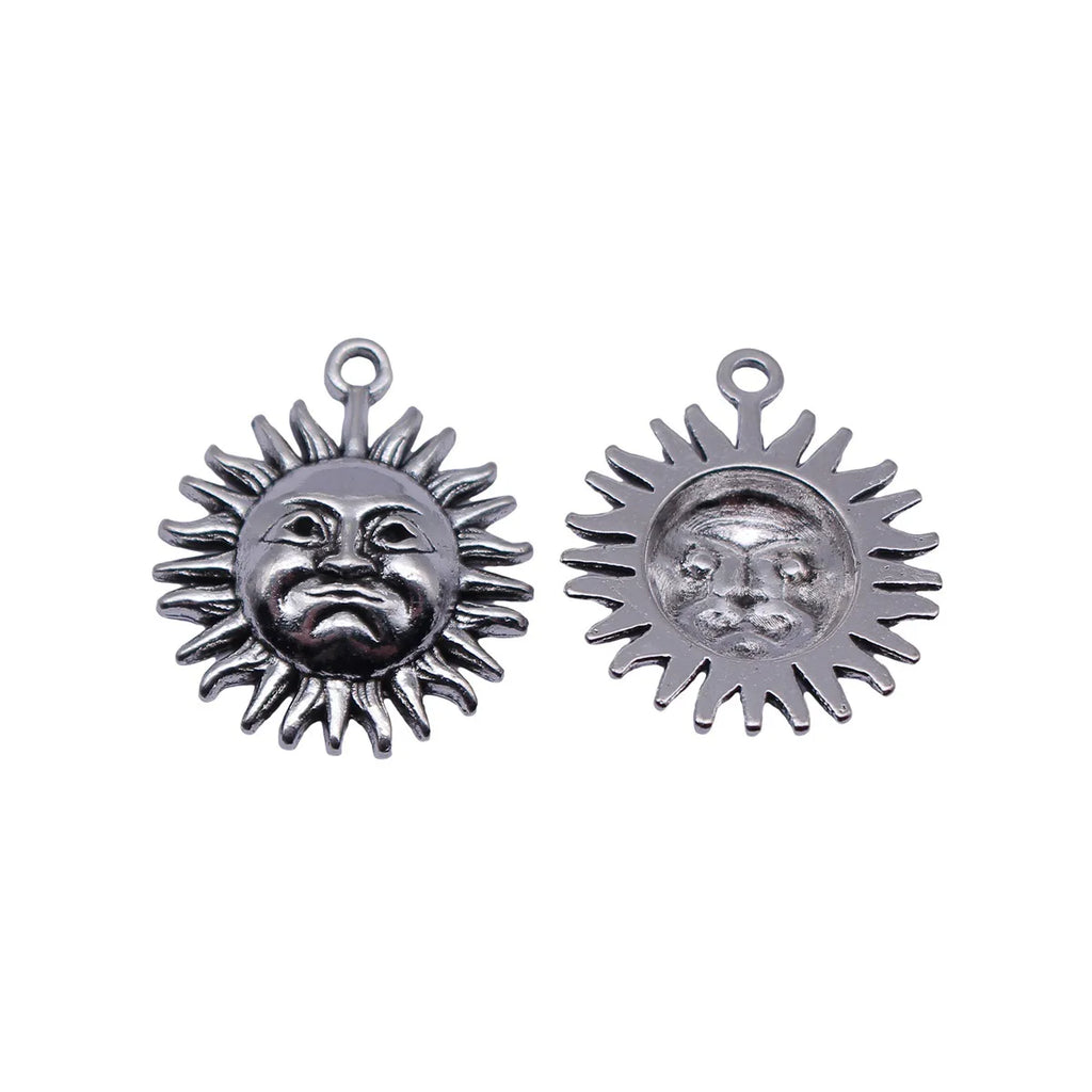 23x19mm 1.9g Antique silver zinc alloy Face Sun charm pendant for necklace bracelet making