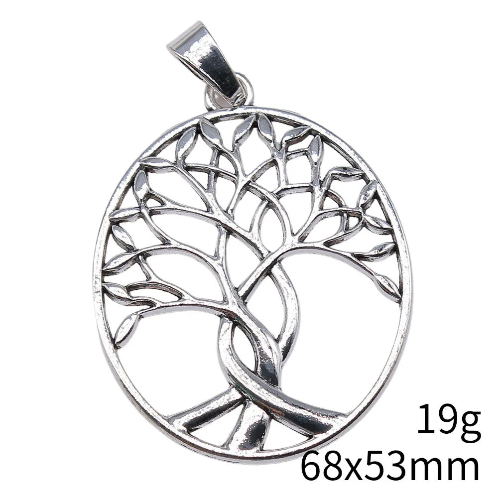 68x53mm 19g Antique Silver Zinc Alloy Round Tree of Life Charm Pendant for DIY Necklace Jewelry Making