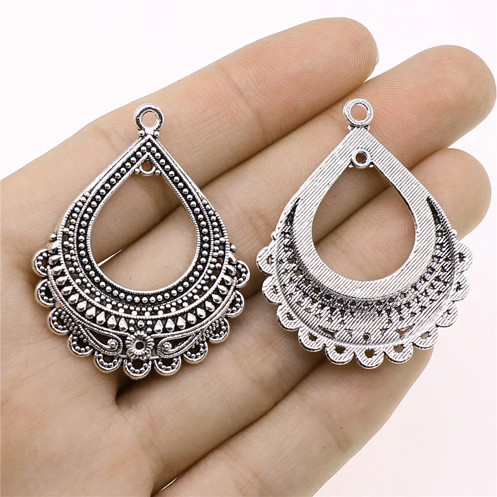 35x43mm 5g Multicolor Zinc Alloy Teardrop Earring Connector Charm for DIY Jewelry Making
