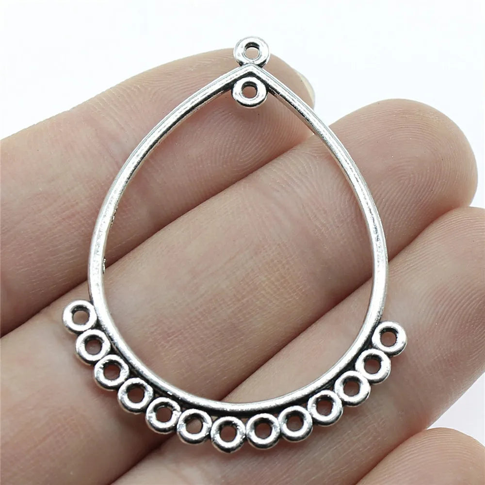 47x35mm 2.2g Multicolor Zinc Alloy Teardrop Earring Connector Charm for DIY Earrings Jewelry