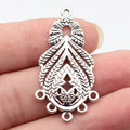 44x24mm 3.2g Multicolor Zinc Alloy Peacock Feather Earring Connector Charm for DIY Earrings Making