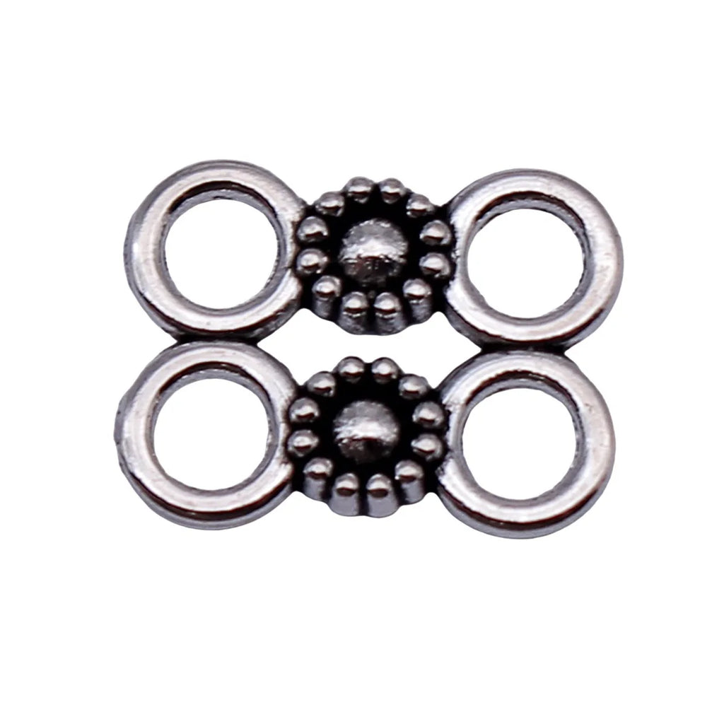 14x11mm 0.67g Antique Silver Zinc Alloy Round 4-Hole connector charm for DIY bracelet jewelry making