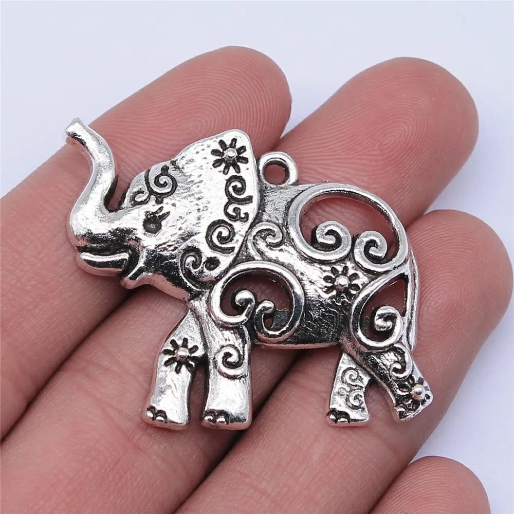 34x31mm 8g Antique Silver Zinc Alloy Elephant Charm Pendant for DIY Necklace Bracelet Jewelry