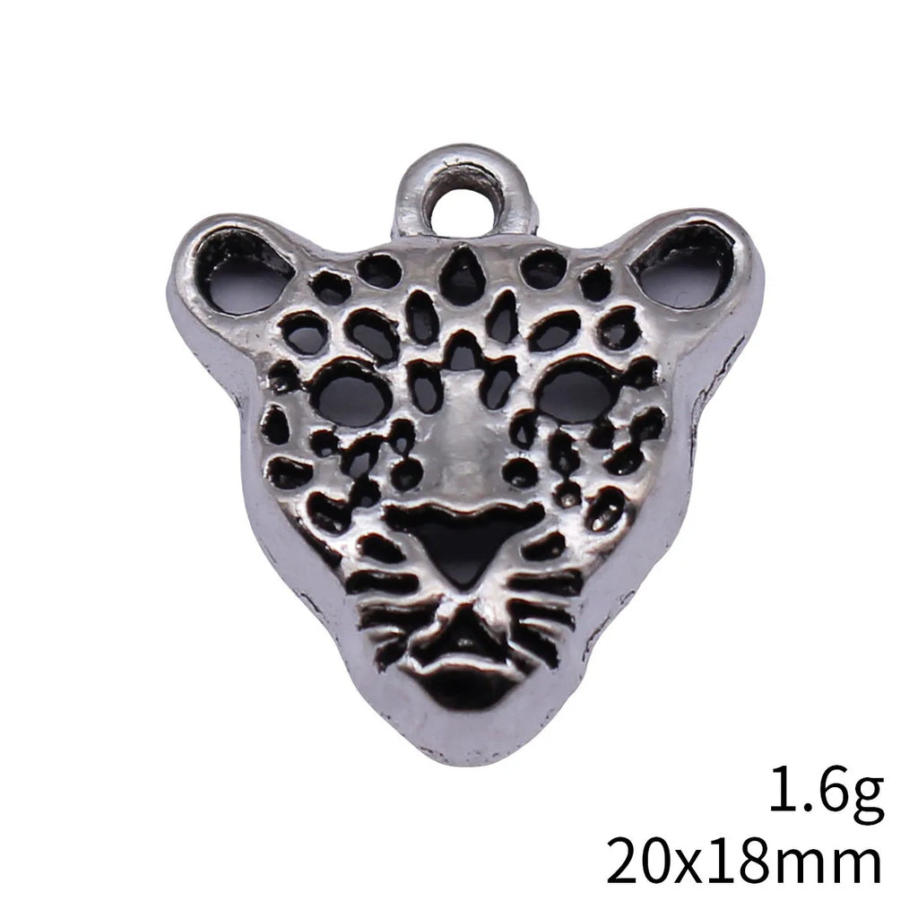 20x18mm 1.6g Antique Silver Zinc Alloy Hollow Leopard Head Charm Pendant for DIY Jewelry Making