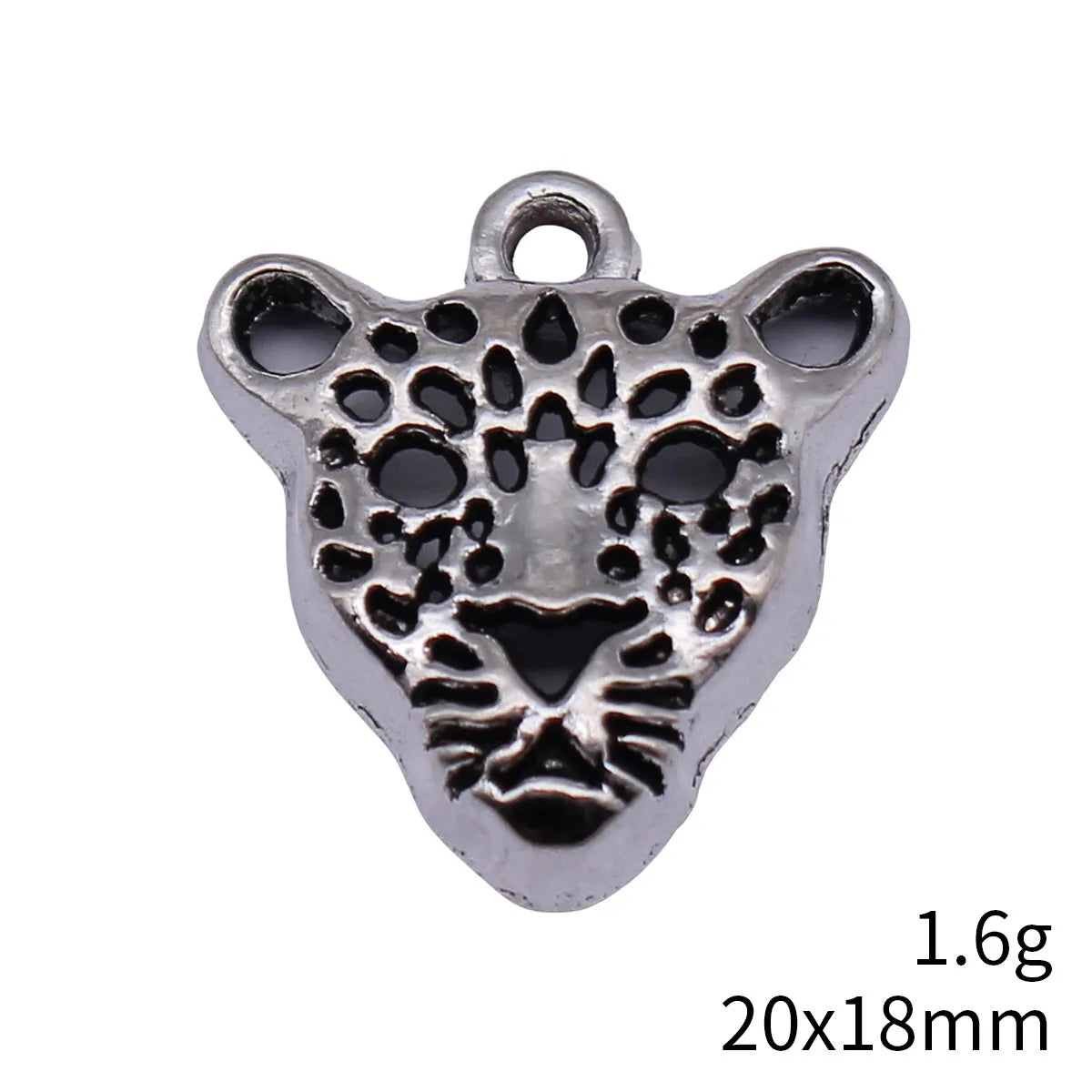 20x18mm 1.6g Antique Silver Zinc Alloy Hollow Leopard Head Charm Pendant for DIY Jewelry Making