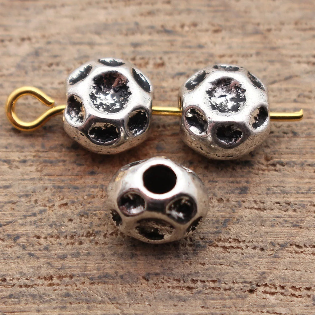 7.6x6.8x4.9mm 0.77g Antique Silver Zinc Alloy Hammered Round Spacer Beads for DIY Bracelet Jewelry Making