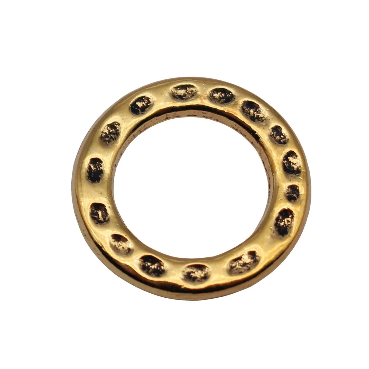 19x19mm 1.9g Antique Gold Tone Zinc Alloy Hammered Round Ring Connector Charm for DIY Jewelry Making