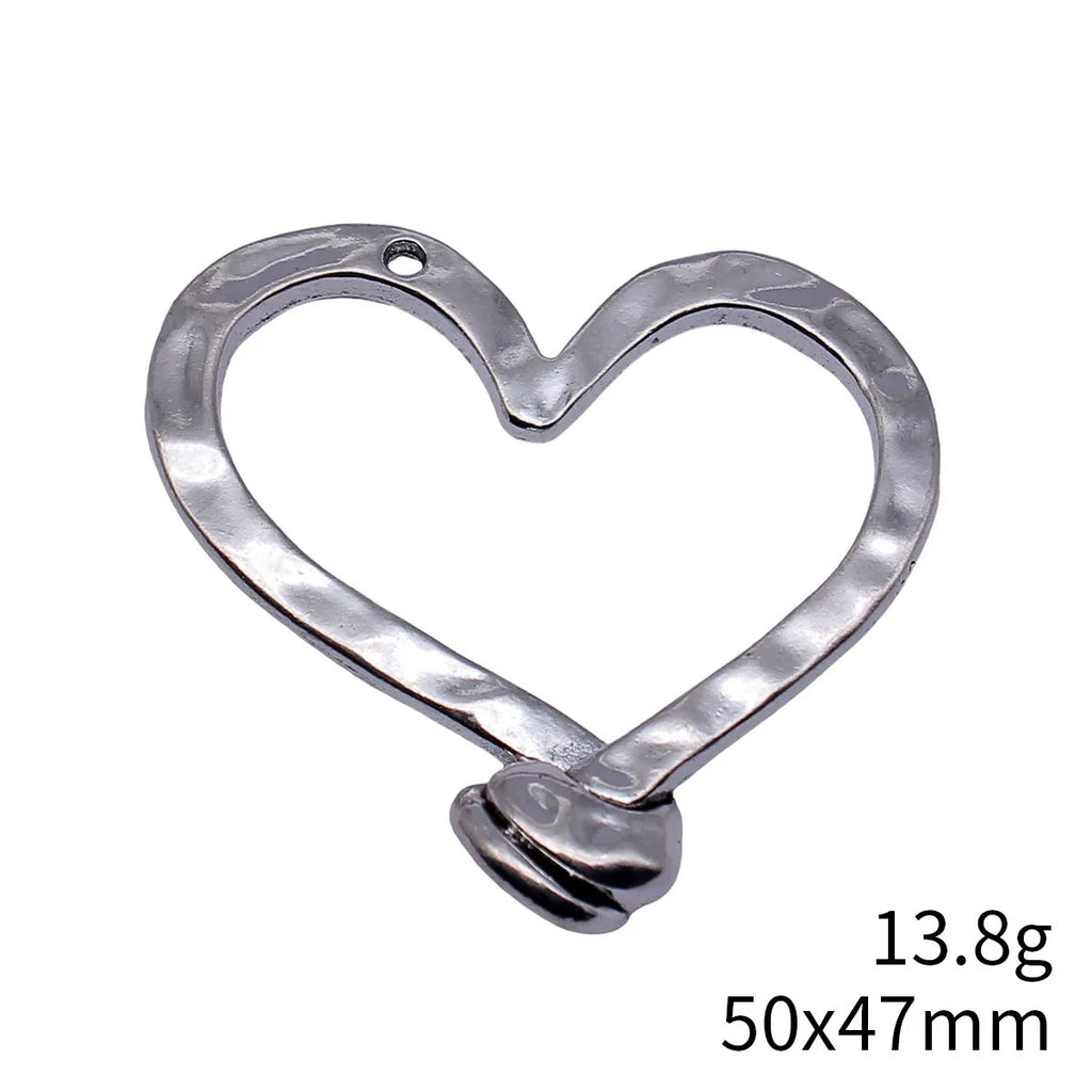 50x47mm 13.8g Antique Silver Zinc Alloy Hammered Nail Heart Charm Pendant for DIY Jewelry Making