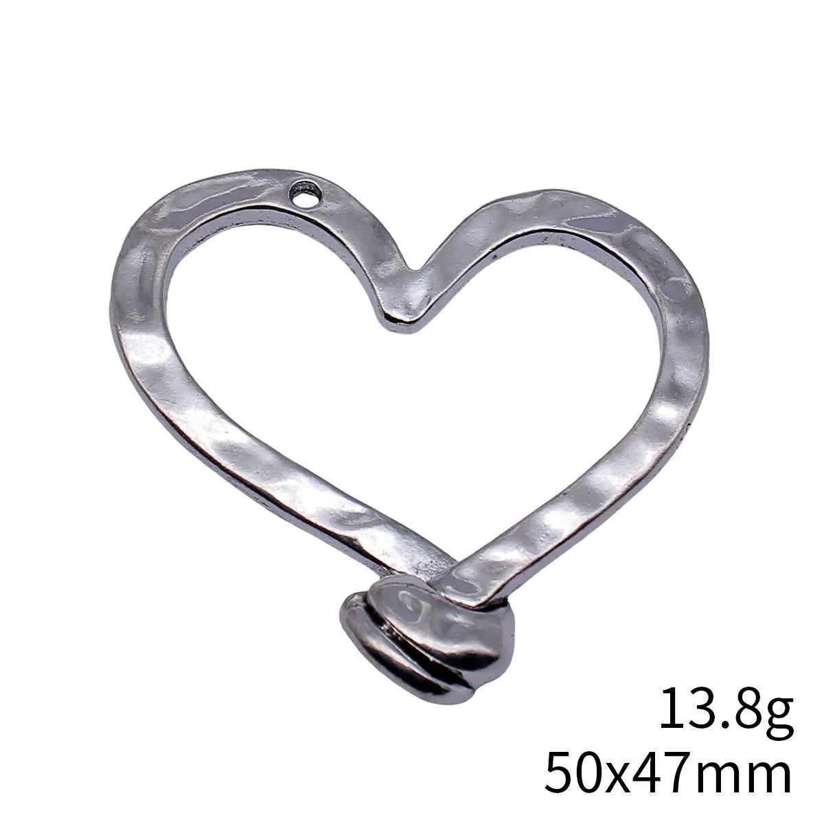 50x47mm 13.8g Antique Silver Zinc Alloy Hammered Nail Heart Charm Pendant for DIY Jewelry Making