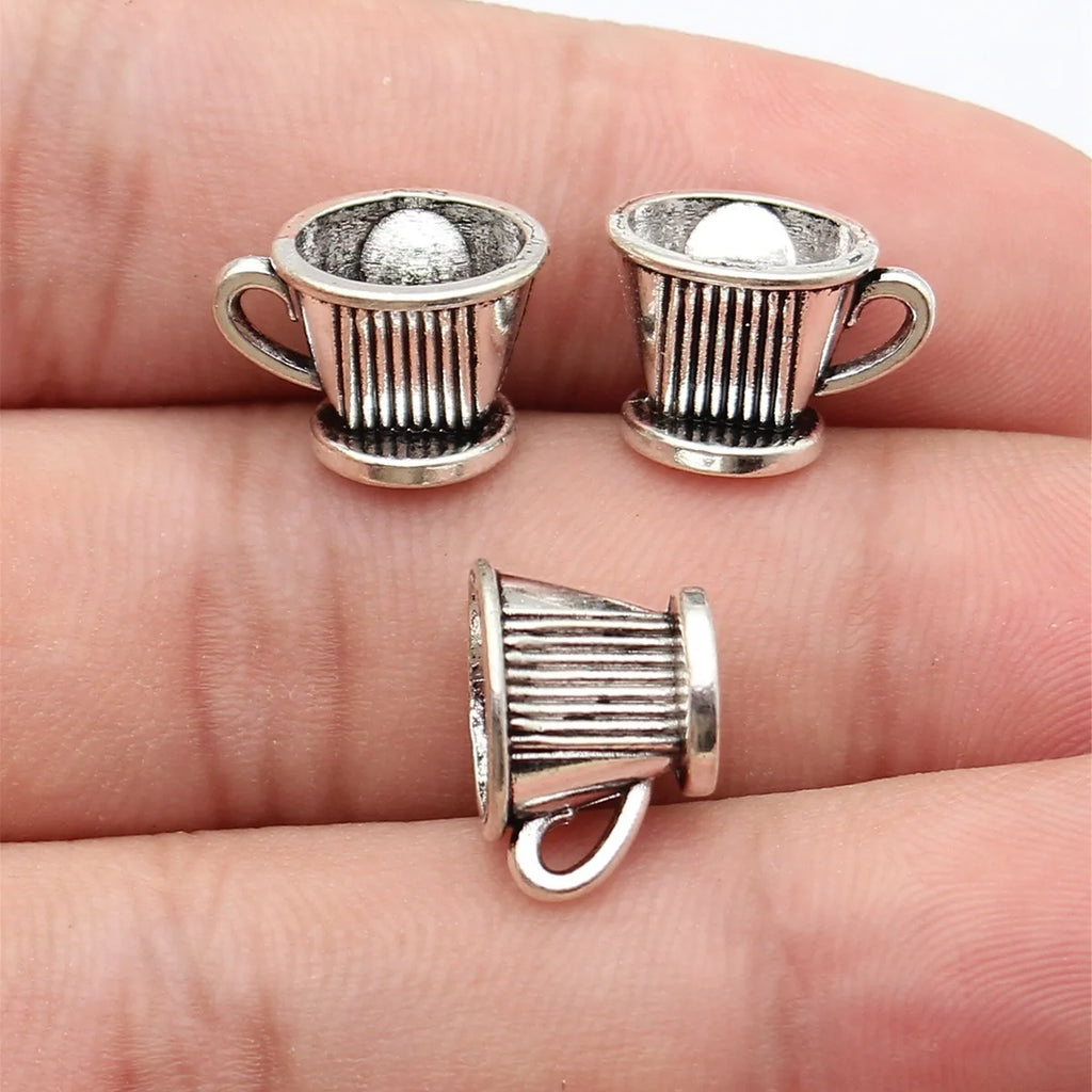 10x9x9mm 1.7g Antique Silver Zinc Alloy Cup Charm Pendant for DIY Miniature Jewelry Accessories