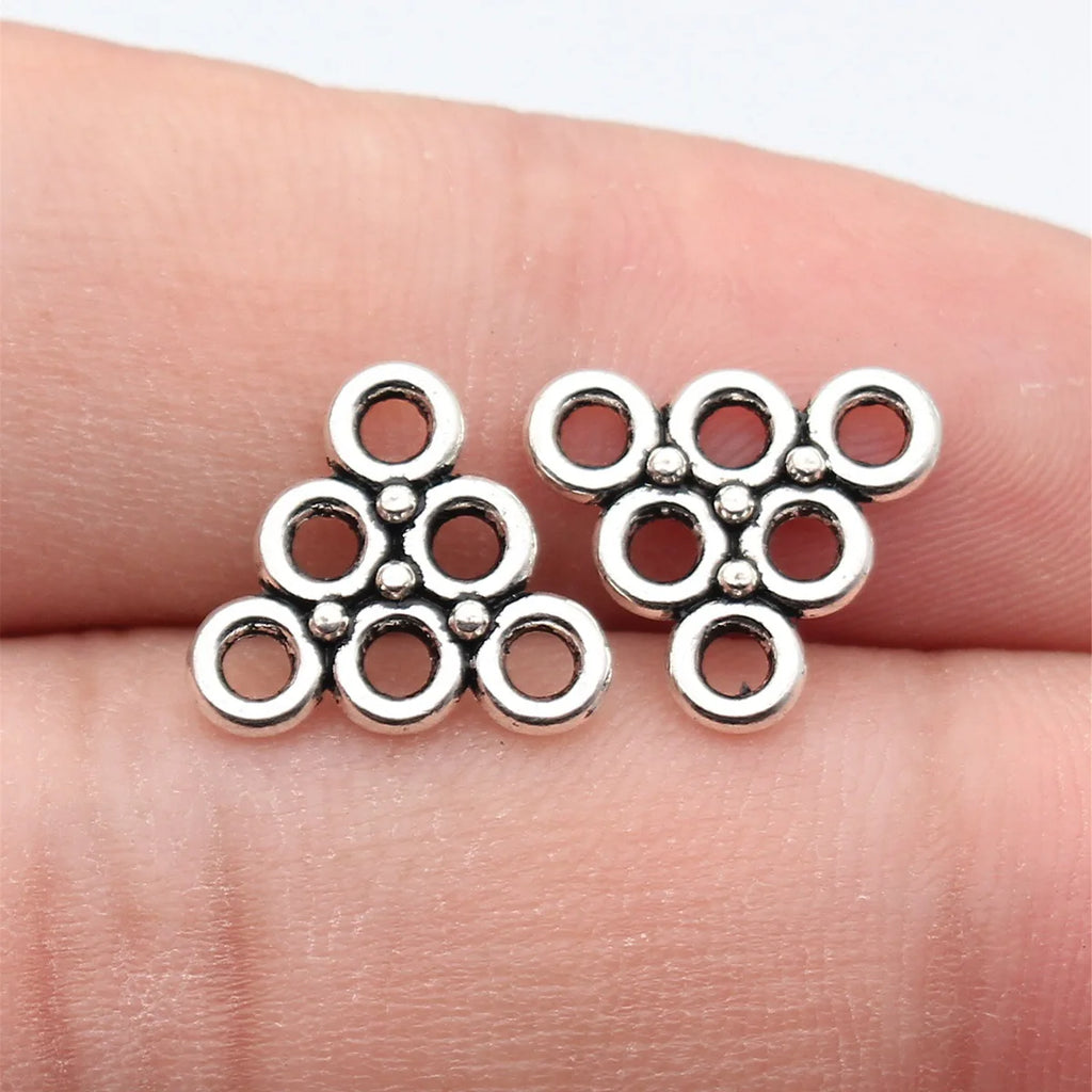 14x12mm 0.55g Multicolor Zinc Alloy Multi Hole Triangle Connector Charm for Earring Jewelry Making