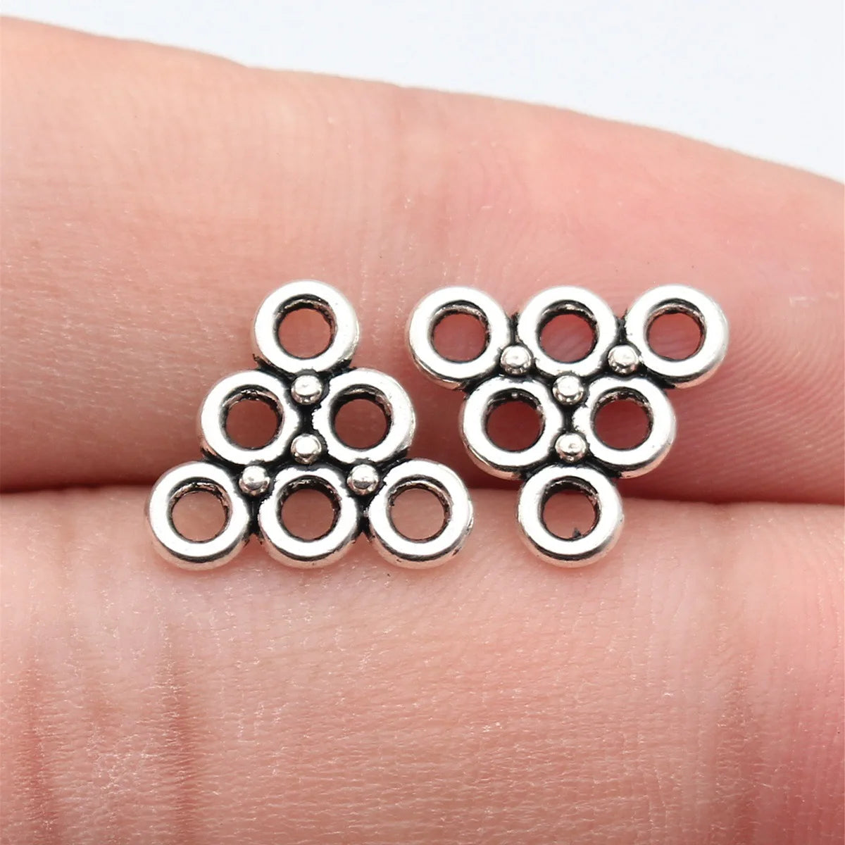 14x12mm 0.55g Multicolor Zinc Alloy Multi Hole Triangle Connector Charm for Earring Jewelry Making