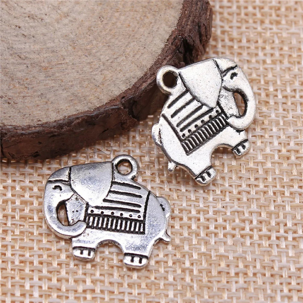 19x20mm 1.9g Antique Silver Zinc Alloy Elephant Charm Pendant for DIY Bracelet and Necklace Jewelry Making