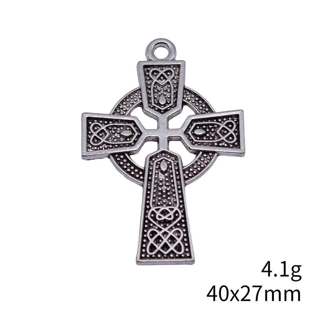 40x27mm 4.1g Antique Silver Zinc Alloy Celtic Knot Cross Charm Pendant for DIY Necklace Jewelry Making
