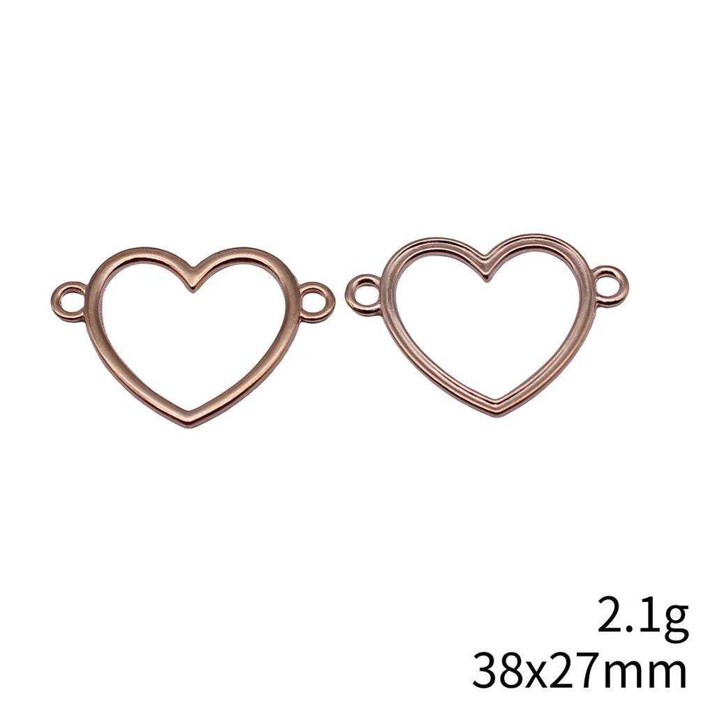 38x27mm 2.1g Multicolor Zinc Alloy Hollow Heart Connector Charm for DIY Bracelet Necklace Jewelry