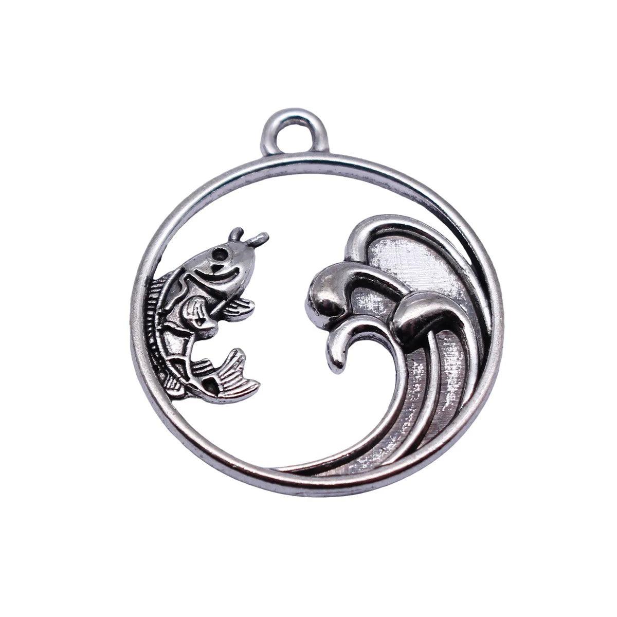 25x22mm 2g Antique Silver Zinc Alloy Chinese Style Koi Fish Charm Pendant for DIY Jewelry Making