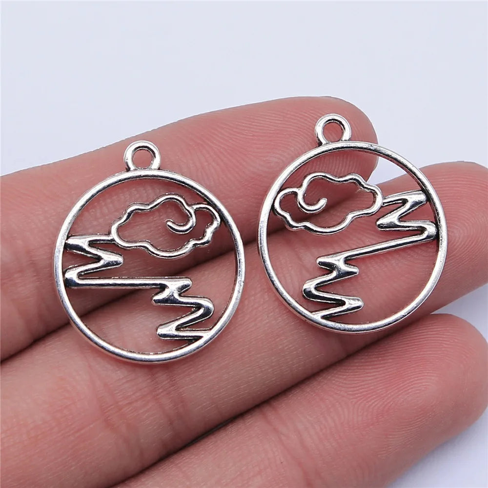 25x22mm 1.5g Antique Silver Zinc Alloy Round Cloud Charm Pendant for Necklace Jewelry Making