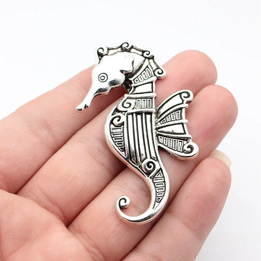 67x41mm 14.7g Antique Silver Zinc Alloy Seahorse Charm Pendant for DIY Necklace Keychain Jewelry Making