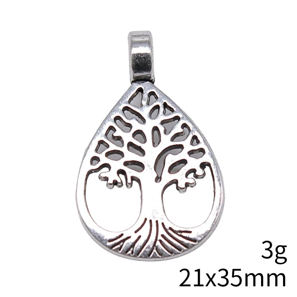 21x35mm 3g Antique Silver Zinc Alloy Tree of Life Charm Pendant for DIY Necklace Jewelry Making