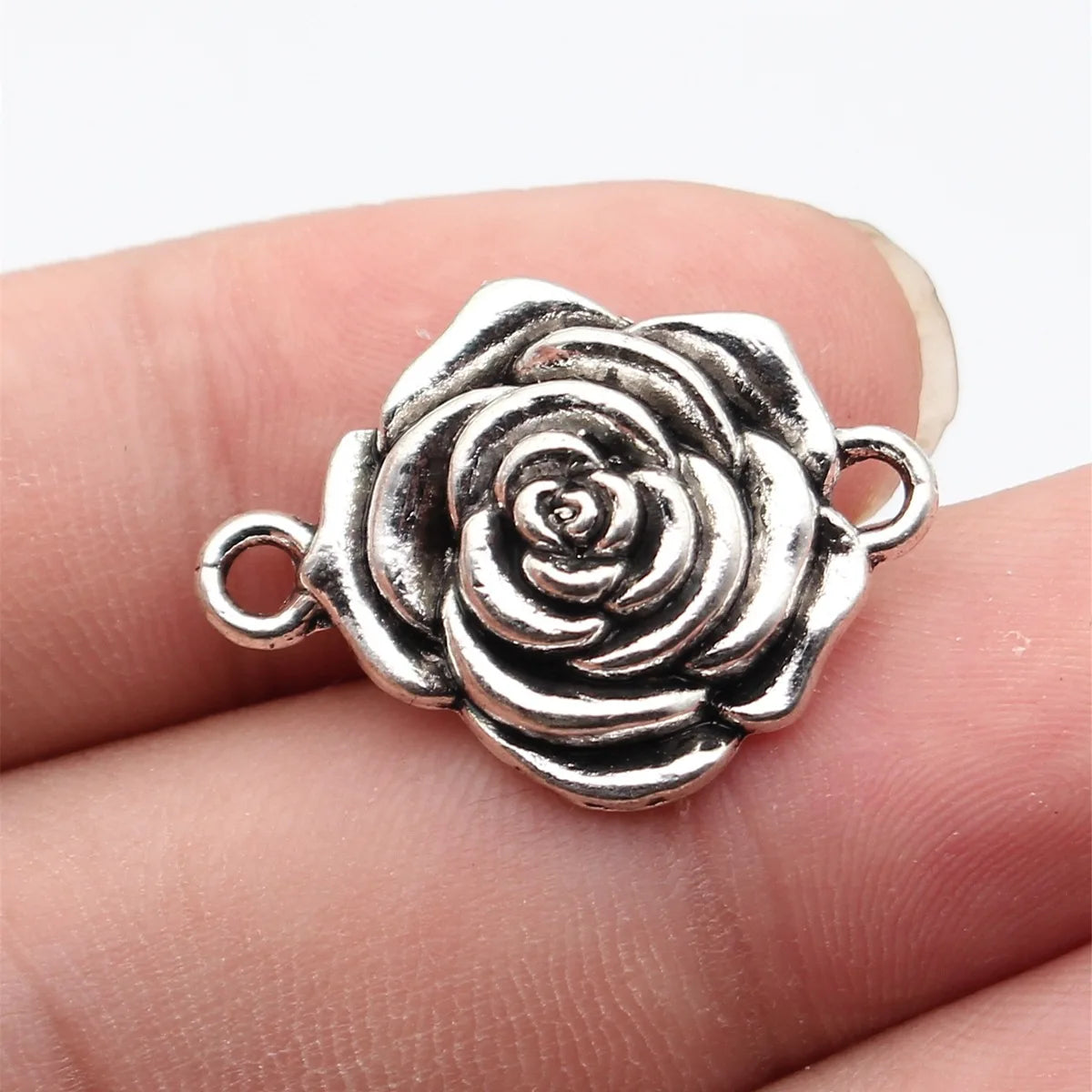 27x20mm 3.4g Multicolor Zinc Alloy Blooming Rose Flower Connector Charm for DIY Bracelet Making
