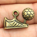 15x23mm 2.5g Antique Bronze Zinc Alloy Soccer Ball Sneakers Charm Pendant for Sports Jewelry Making