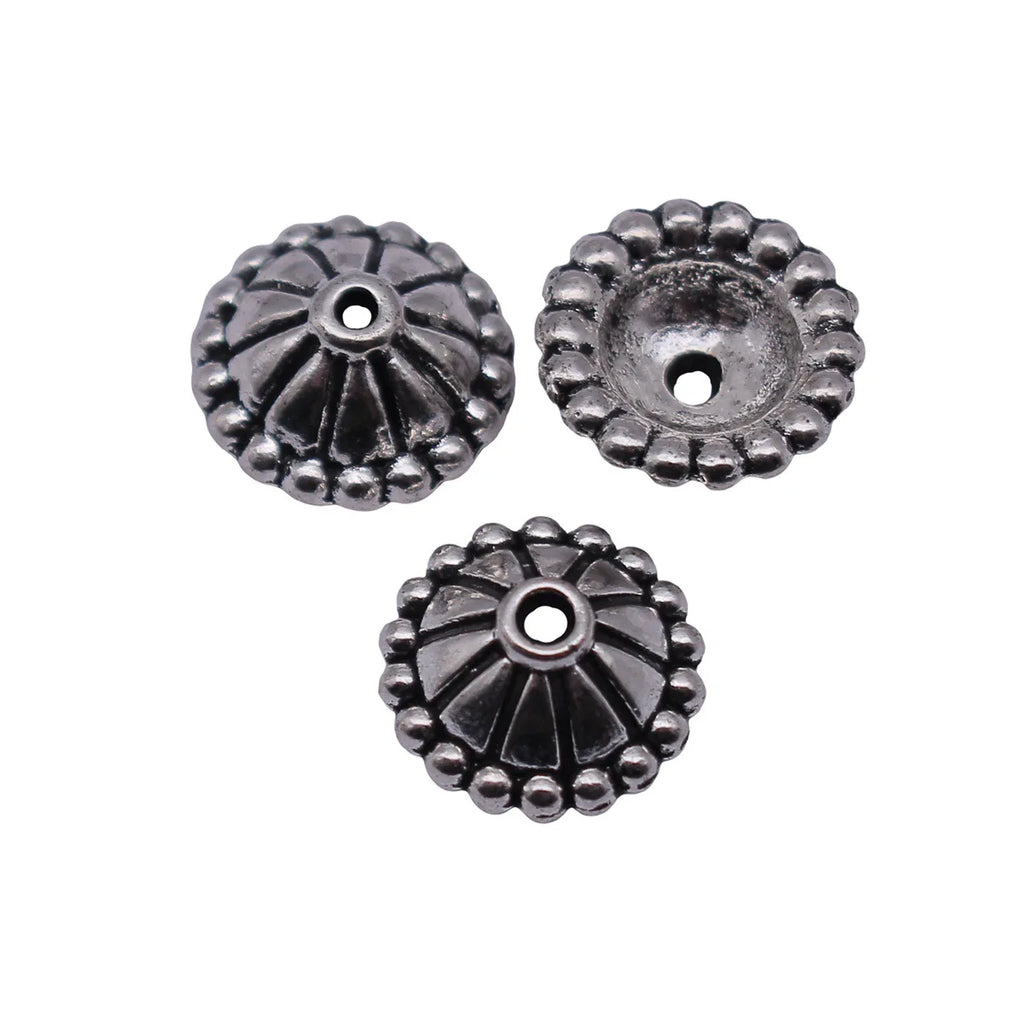 11x11x4.7mm 0.83g Antique Silver Zinc Alloy Flower Bead Caps Jewelry Findings for DIY Earring Bracelet Making