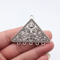 59x46mm 12.1g Antique Silver Zinc Alloy Triangle Sun Texture Connector Charm for DIY Jewelry Making
