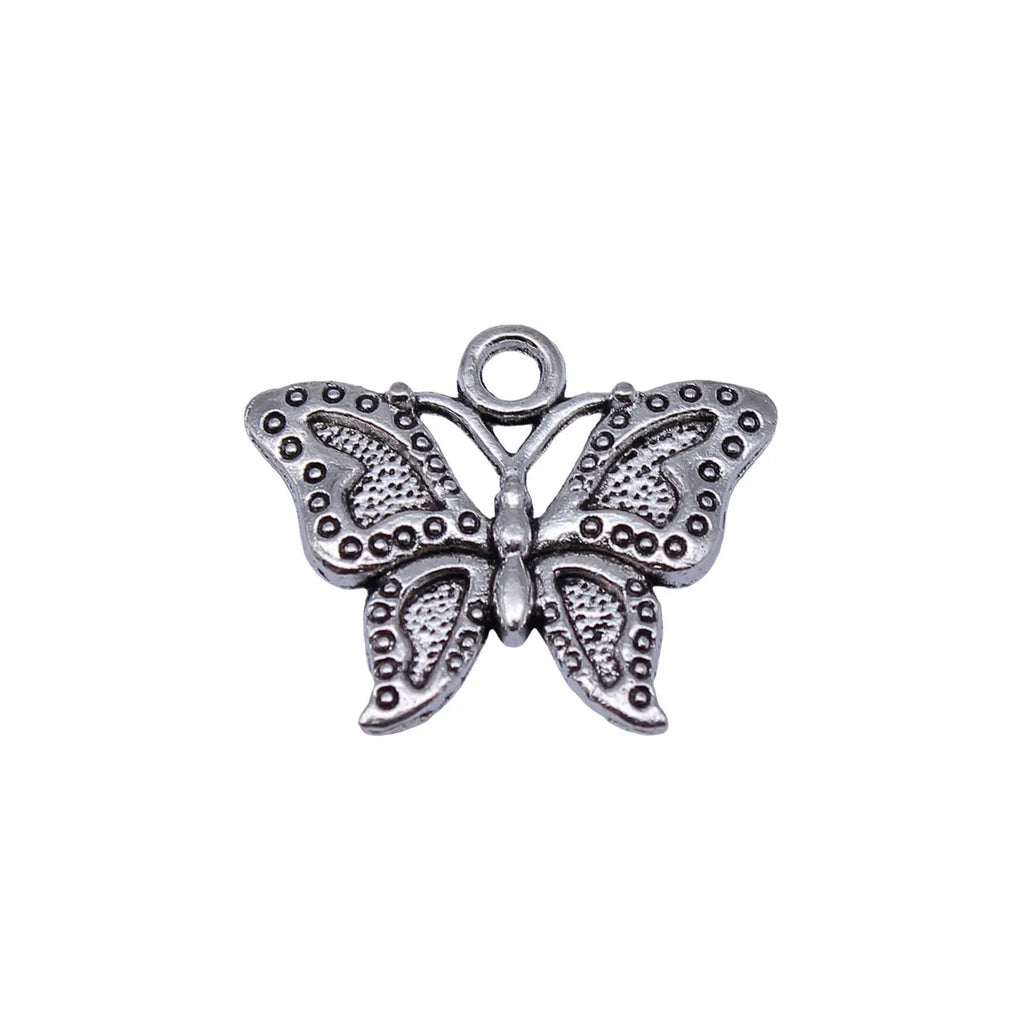 23x19mm 1.7g Antique Silver Zinc Alloy Butterfly Charm Pendant for DIY Necklace Bracelet Jewelry