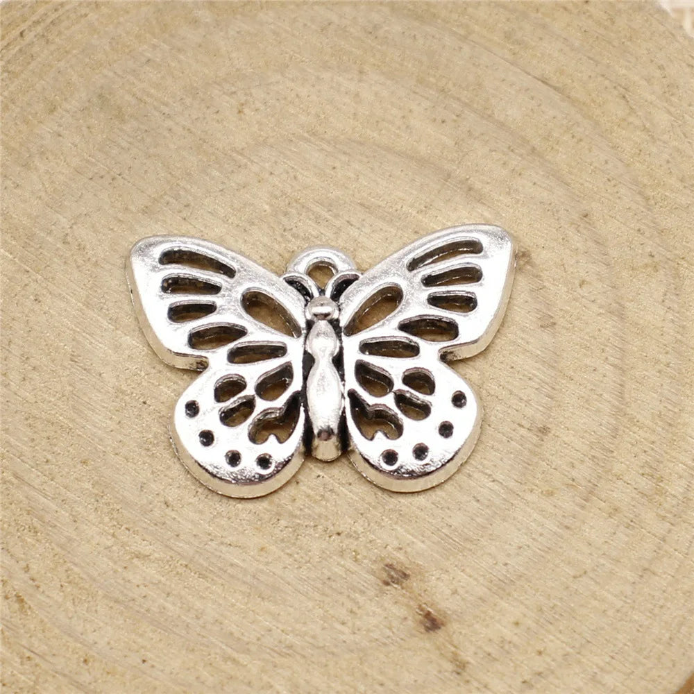 25x18mm 2.7g Antique Silver Zinc Alloy Butterfly Charm Pendant for DIY Necklace Bracelet Making