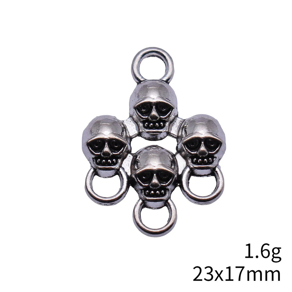 23x17mm 1.6g Antique Silver Zinc Alloy Skull Connector Charm for DIY Bracelet Jewelry Making