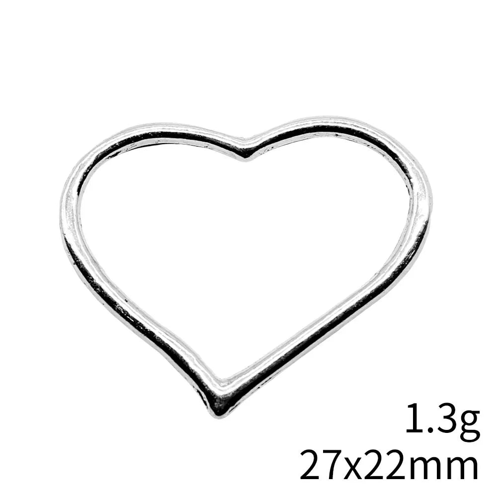 27x22mm 1.3g Antique Silver Zinc Alloy Heart Charm Pendant for Bracelet Necklace DIY Jewelry Making