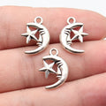 18x13mm 1.4g Multicolor Zinc Alloy Moon and Star Charm Pendant for DIY Earrings Bracelet Necklace