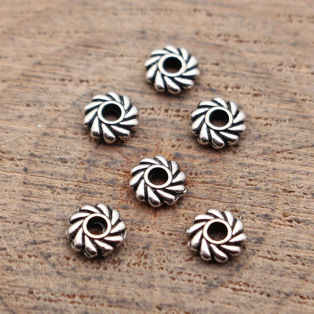 4.8x4.8x1.6mm 0.1g Antique Silver Zinc Alloy Round Spacer Beads for Bracelet Necklace Jewelry Making