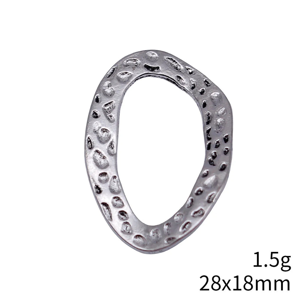 28x18mm 1.5g Multicolor Zinc Alloy Hammered Irregular Oval Ring Charm Pendant for DIY Jewelry Making