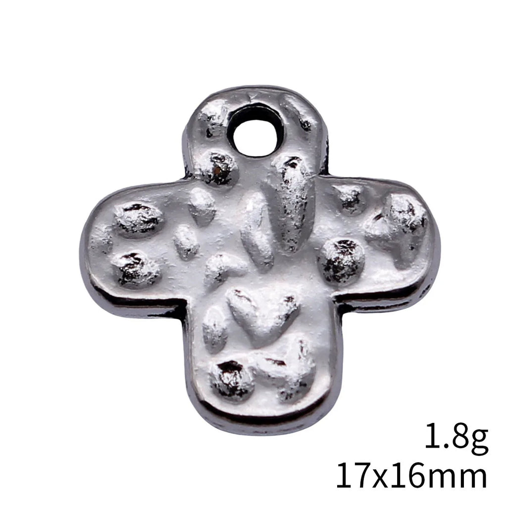 17x16mm 1.8g Multicolor Zinc Alloy Hammered Cross Charm Pendant for DIY Necklace Bracelet Jewelry