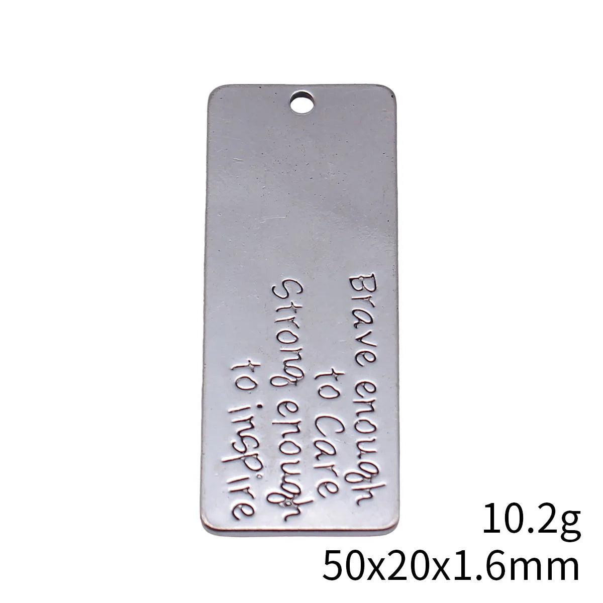 50x20x1.6mm 10.2g Antique Silver Zinc Alloy Brave Strong Word Plate Charm Pendant for DIY Necklace Jewelry