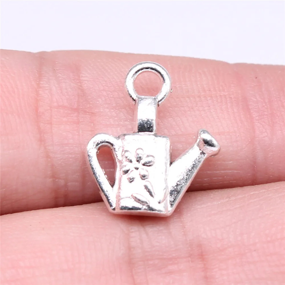 18x15mm 2g Antique Silver Zinc Alloy Watering Can Charm Pendant for DIY Necklace Bracelet Making