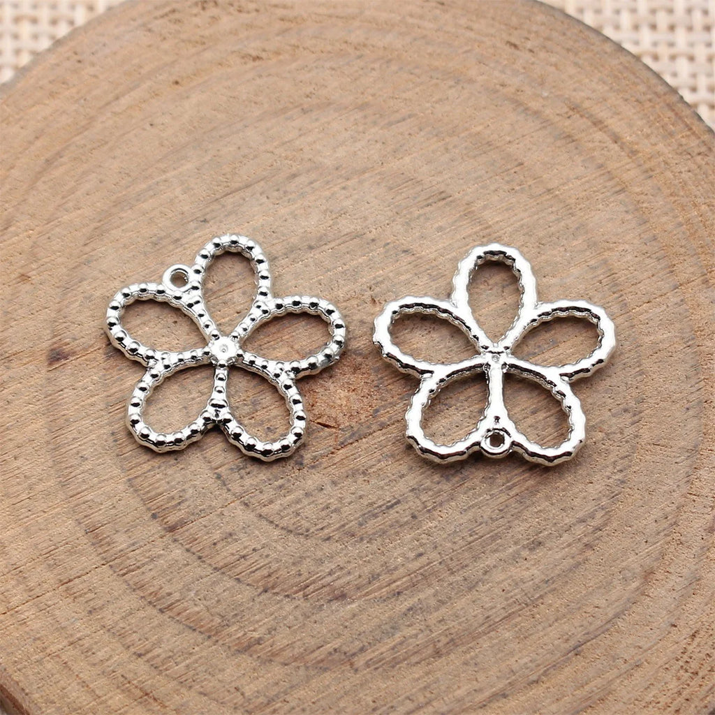 16x16mm 0.63g Multicolor Zinc Alloy Hollow Flower Charm Pendant for DIY Necklace Bracelet Making