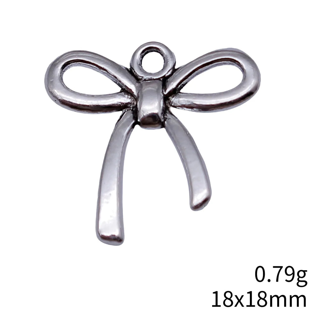 18x18mm 0.79g Antique Silver Zinc Alloy Bowknot Butterfly Charm Pendant for DIY Necklace Bracelet Making