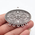 57x46mm 15g Antique Silver Zinc Alloy Oval Floral Texture Flower Connector Charm for DIY Necklace Bracelet