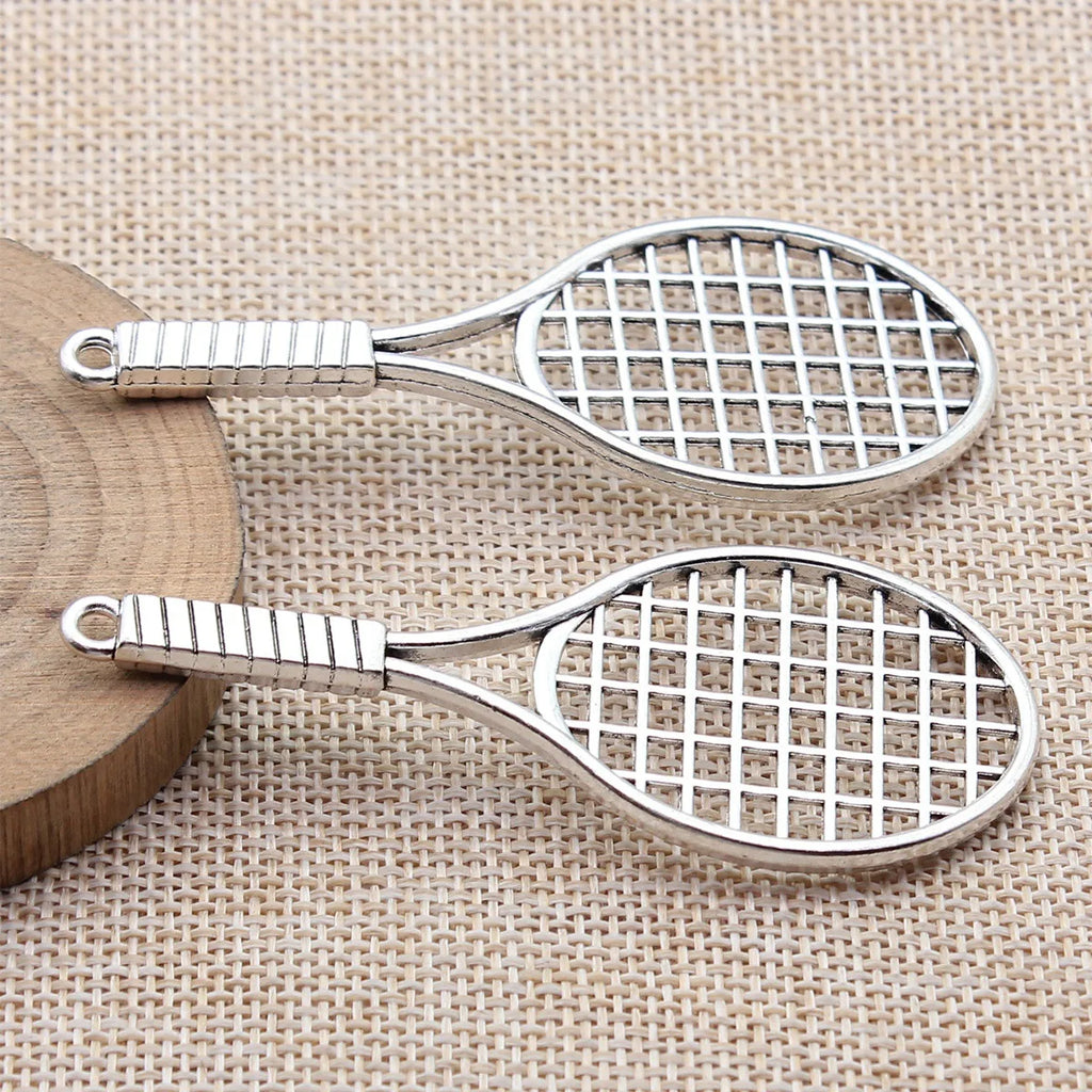 78x31x4mm 9.9g Multicolor Zinc Alloy Tennis Racket charm pendant for DIY sports jewelry making