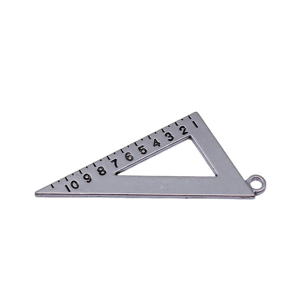 50x27mm 6g Antique Silver Zinc Alloy Triangle Ruler Charm Pendant for DIY Necklace Bracelet Jewelry