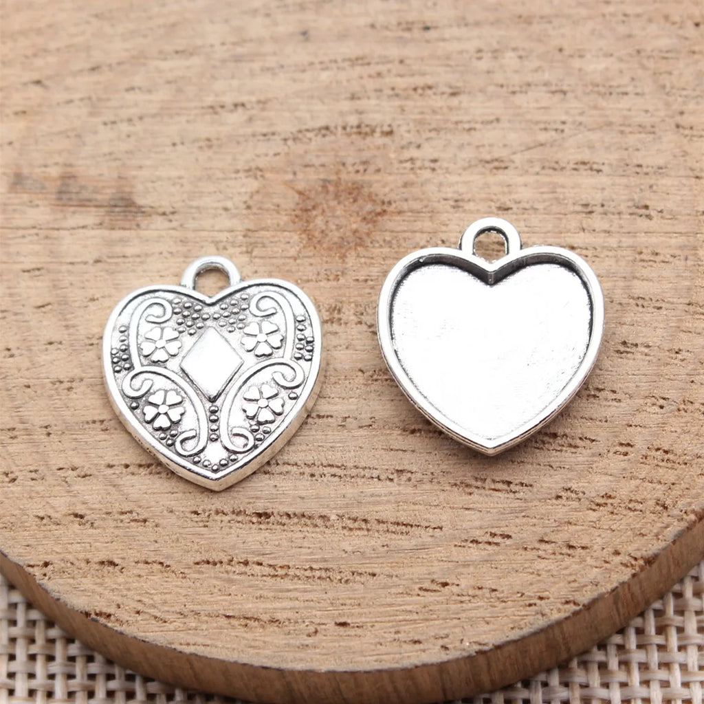 17x15mm 0.86g Antique Silver Zinc Alloy Heart Charm Pendant for DIY Necklace Bracelet Jewelry Making