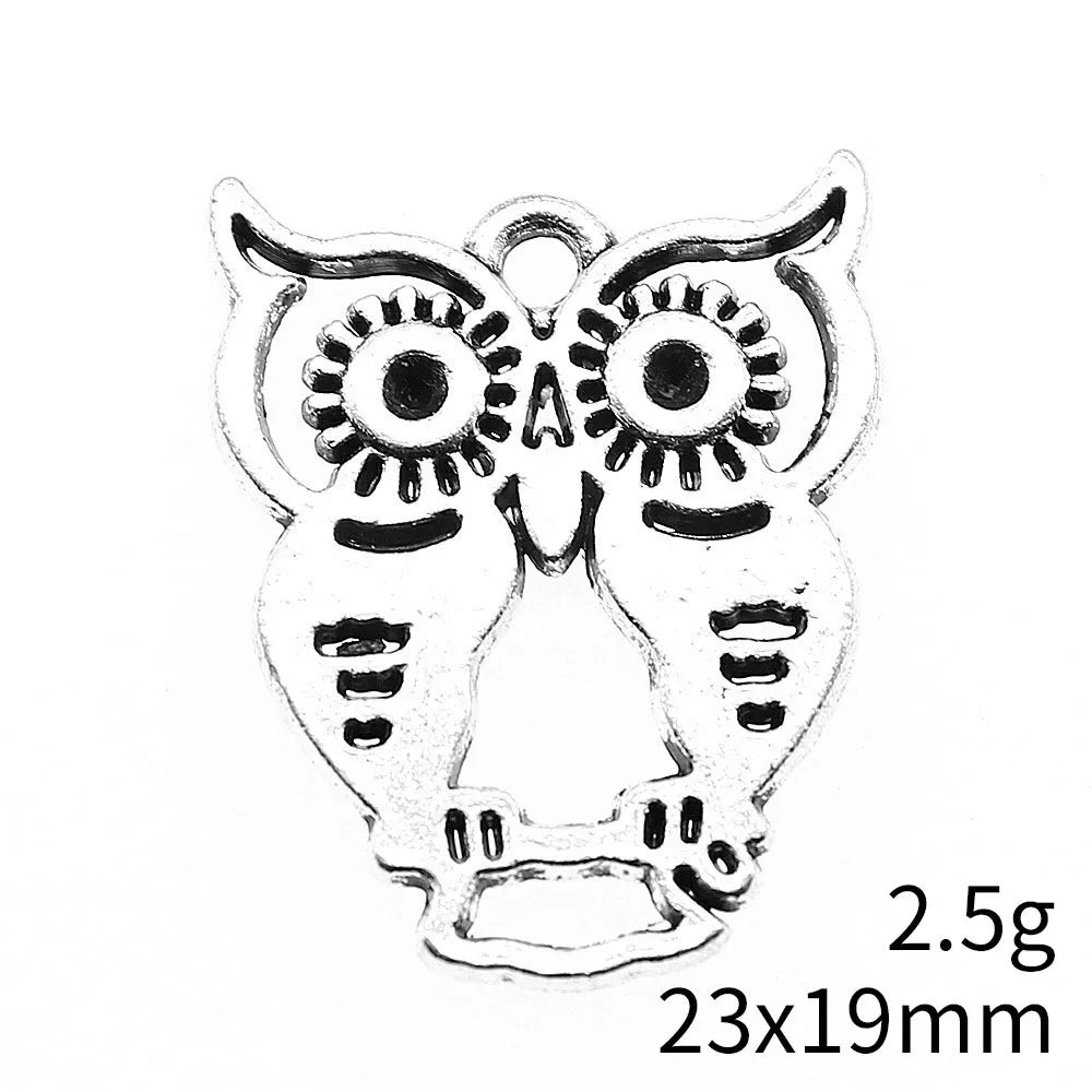 23x19mm 2.5g Antique Silver Zinc Alloy Owl Cat Charm Pendant for DIY Necklace Bracelet Jewelry Making