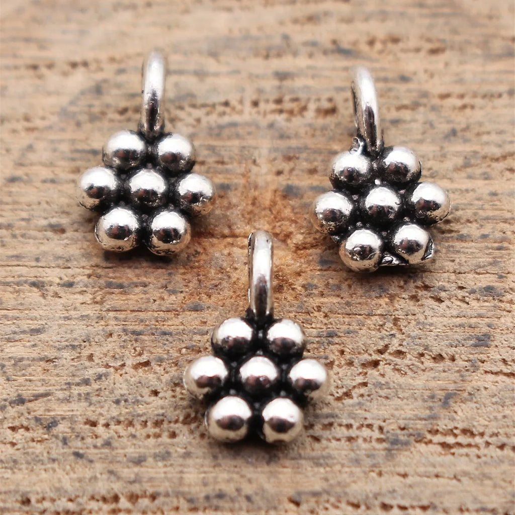 8.9x5.8mm 0.21g Multicolor Zinc Alloy Raised Dot Flower Charm Pendant for DIY Bracelet Necklace Making