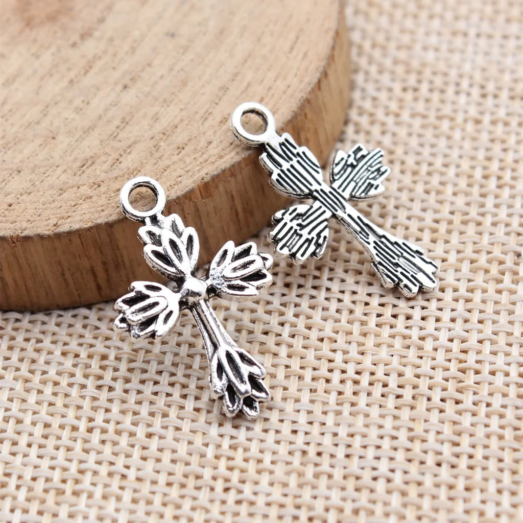 26x17mm 1.2g Antique Silver Zinc Alloy Cross Charm Pendant for DIY Necklace Bracelet Jewelry Making