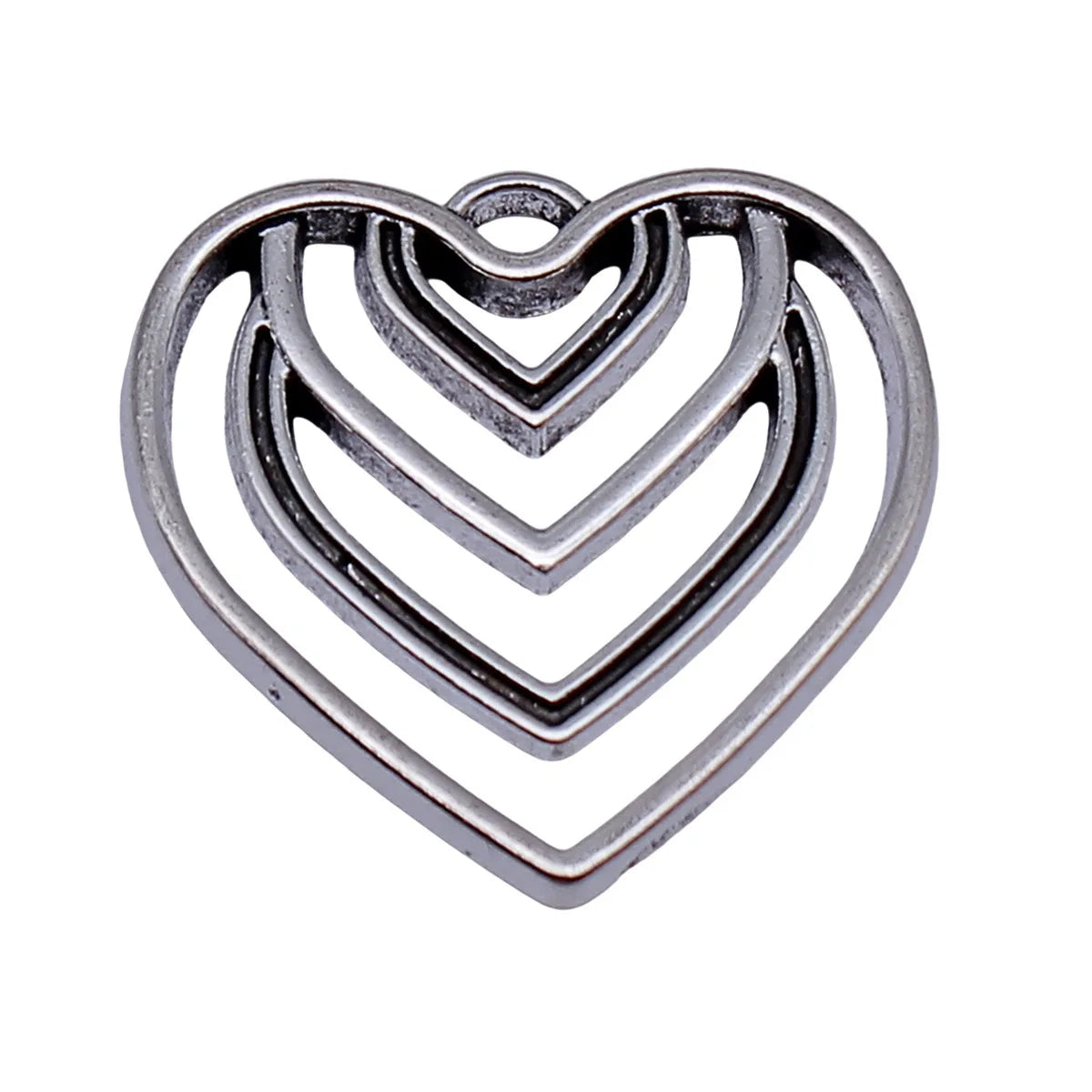 25x24mm 2.5g Antique Silver Zinc Alloy Hollow Heart Charm Pendant for DIY Necklace Bracelet Making