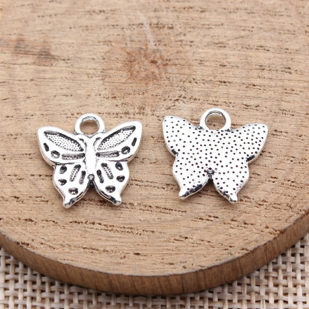 15x14mm 1.45g Antique Silver Zinc Alloy Butterfly Charm Pendant for DIY Necklace Bracelet Jewelry