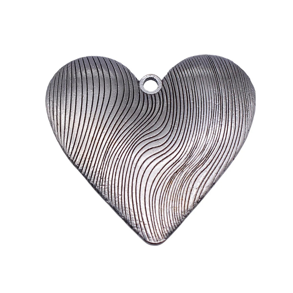 49x47x5.9mm 39.1g Antique Silver Zinc Alloy Wavy Heart Large Charm Pendant for DIY Necklace Making